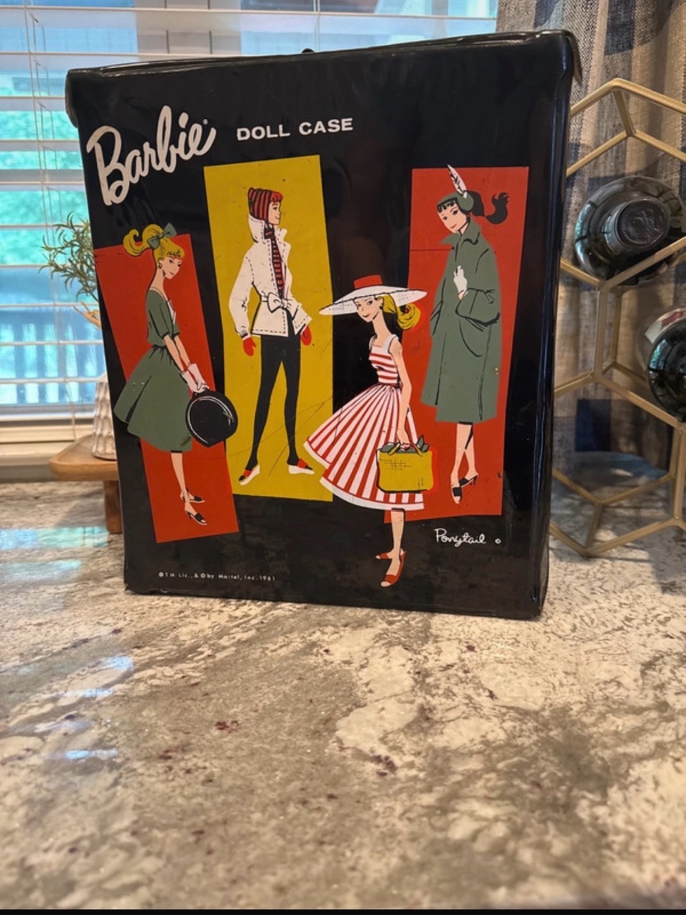 Barbie Black Travel Doll Case with Retro Fashion Art